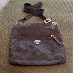 10x10 black on black Coach crossbody in good shape.